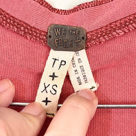 We The Free People Women's Pink Long Sleeve Peplum Ruffle Cotton Top Size XS - Picture 5 of 9